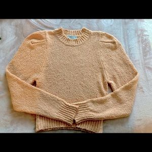 Zara Knit Cropped Long Sleeve Pink-melon Sweater